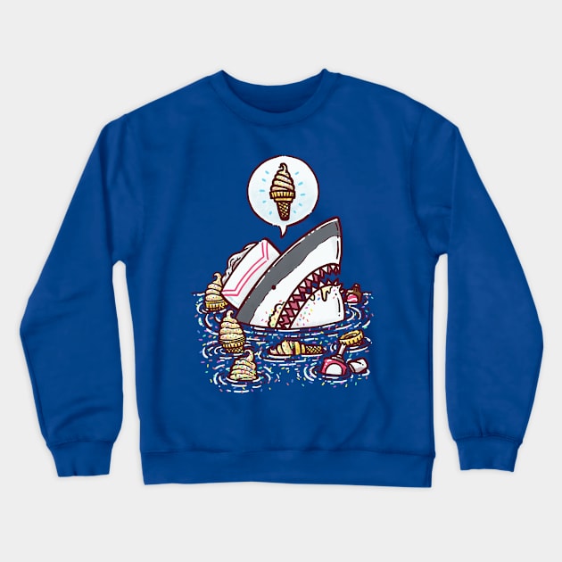 Ice Cream Cone Shark Crewneck Sweatshirt by nickv47